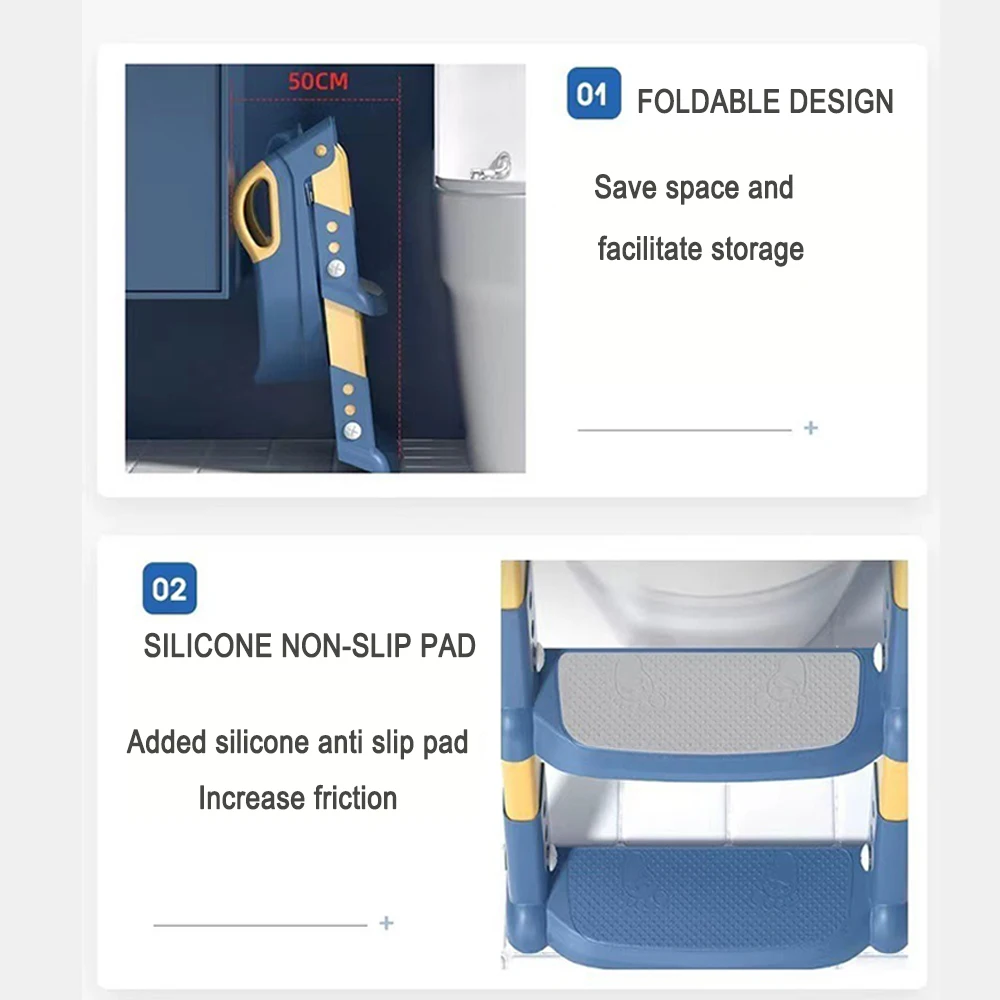 Asiento de entrenamiento para ir al baño portátil para niños, asiento plegable ajustable en altura, tapete acolchado impermeable para niños y niñas