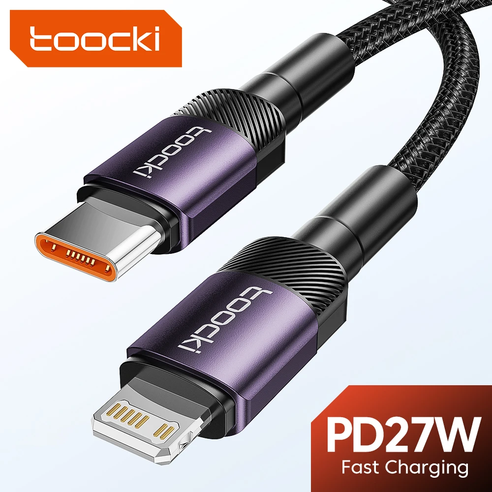 Toocki PD 27W USB C a Cable iP para iPhone 14 13 12 11 Pro XS tipo C a Cable Lightning Cable de datos Cable de datos de teléfono de carga rápida