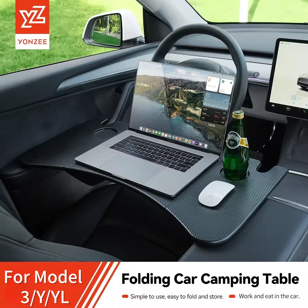 Mesa de escritorio YZ para Tesla Model 3/Y/YL Highland Juniper 2021-2026, bandeja para volante de coche, mesa para ordenador portátil, mesa para comida, mesa de oficina portátil