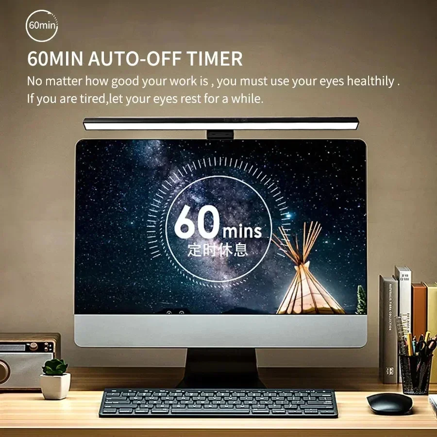 Barra de luz LED regulable para escritorio, lámpara de mesa colgante para lectura, estudio y trabajo, 33cm, 50cm, USB, PC, pantalla de Monitor de ordenador, 3 colores