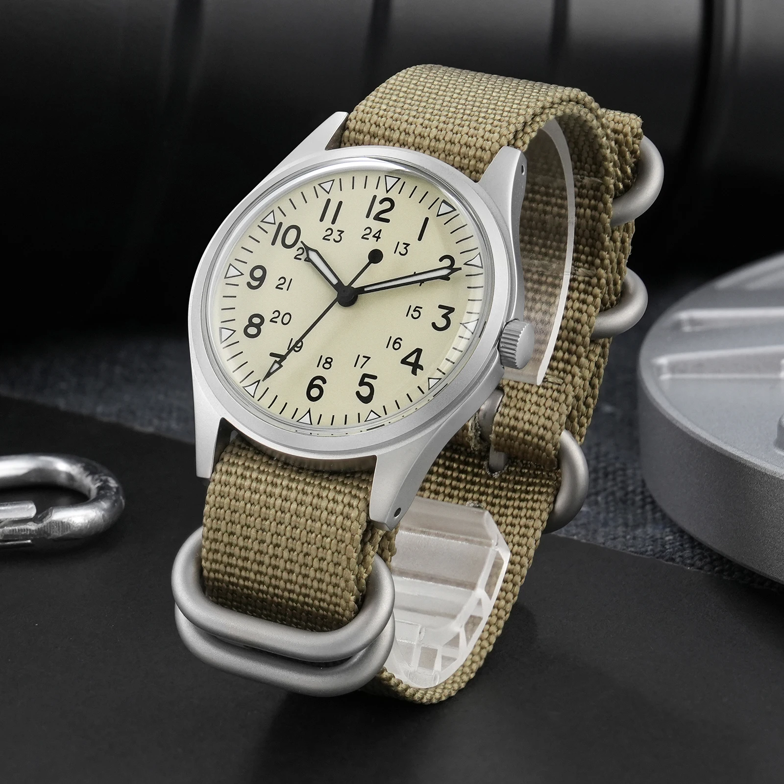 Reloj militar Militado ML07 VH31, movimiento de cuarzo, cristal de zafiro, revestimiento AR luminoso, relojes Vintage, resistente al agua 100m
