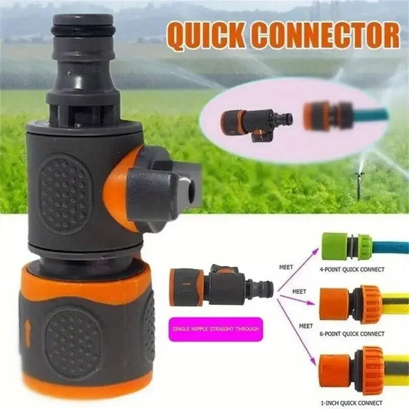 Adaptador de manguera de jardín de conexión rápida con válvula de cierre, apto para mangueras de 1/2", 3/8", 1/4", y 3/4", ideal para césped, jardines, lavado de autos