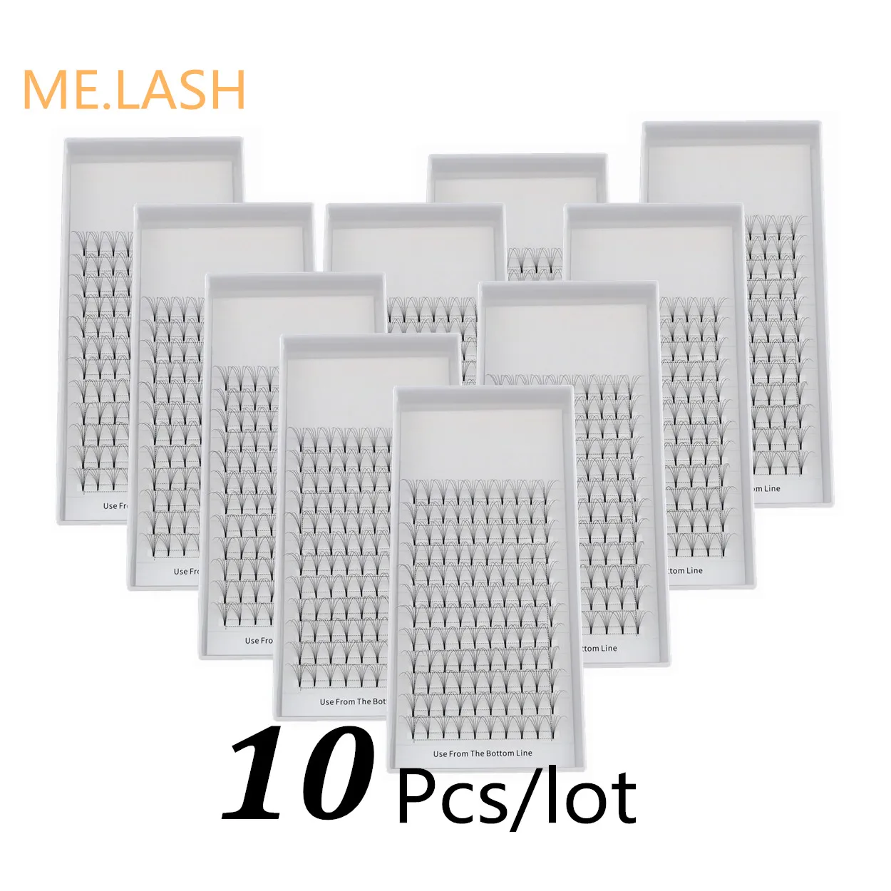 10 unids/lote 3D 4D 5D 6D ventiladores prefabricados pestañas extensiones de pestañas de tallo puntiagudo alta calidad prefabricadas Faned C D Curl Lash Bandejas