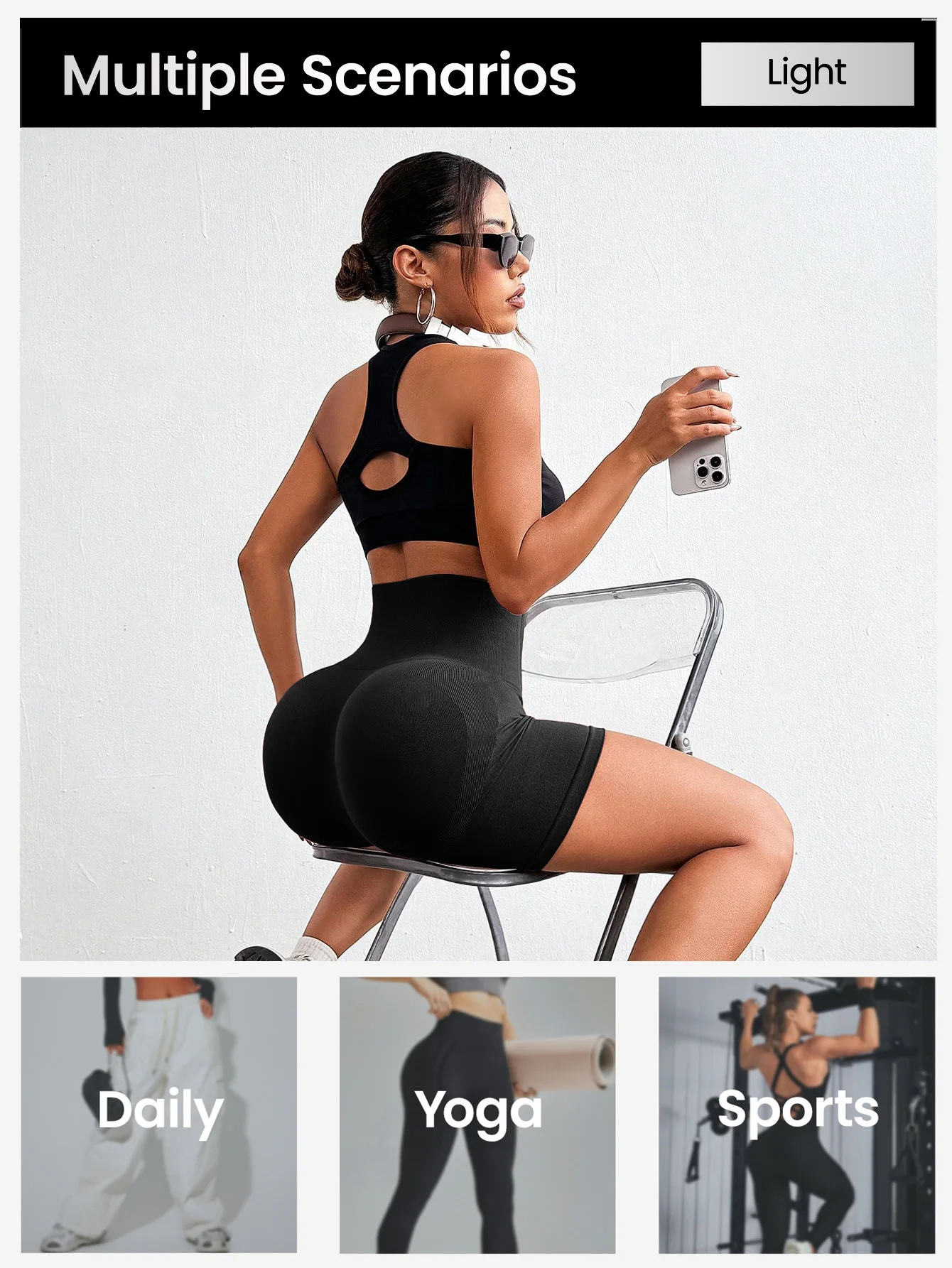 Pantalones cortos de motociclista para mujer, pantalones cortos de yoga de voleibol para correr, entrenamiento de cintura alta de 6 pulgadas