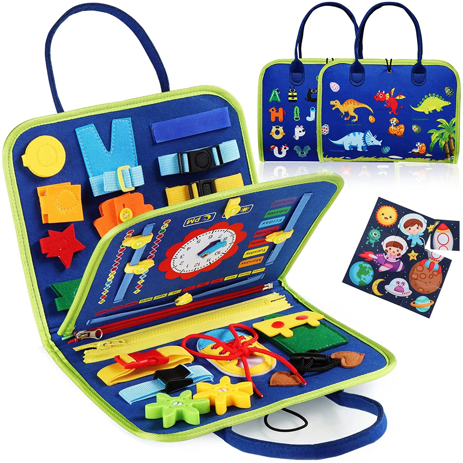 Juguetes Montessori, tablero ocupado, tablero de desarrollo de actividades sensoriales para niños pequeños para habilidades motoras, juguetes educativos de actividades de viaje