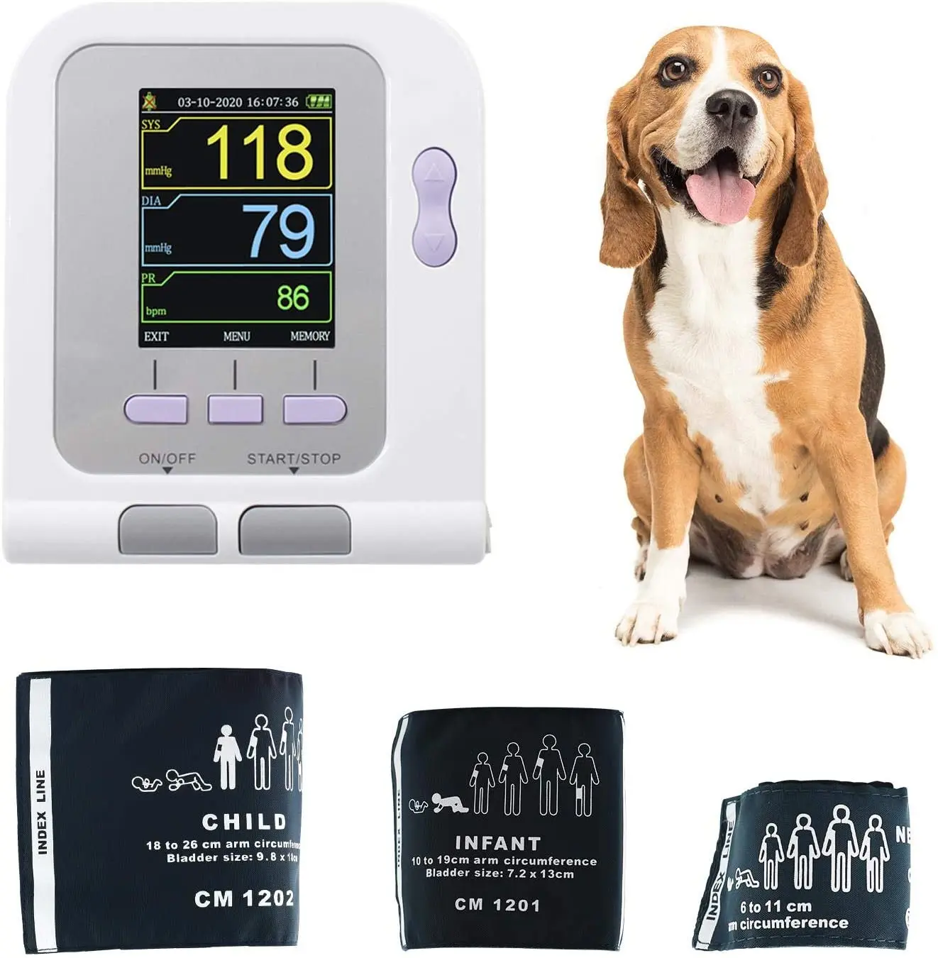 CONTEC-esfigmomanómetro electrónico veterinario, Monitor automático de presión arterial, tonómetro con descarga, Software de PC, CONTEC08A-VET