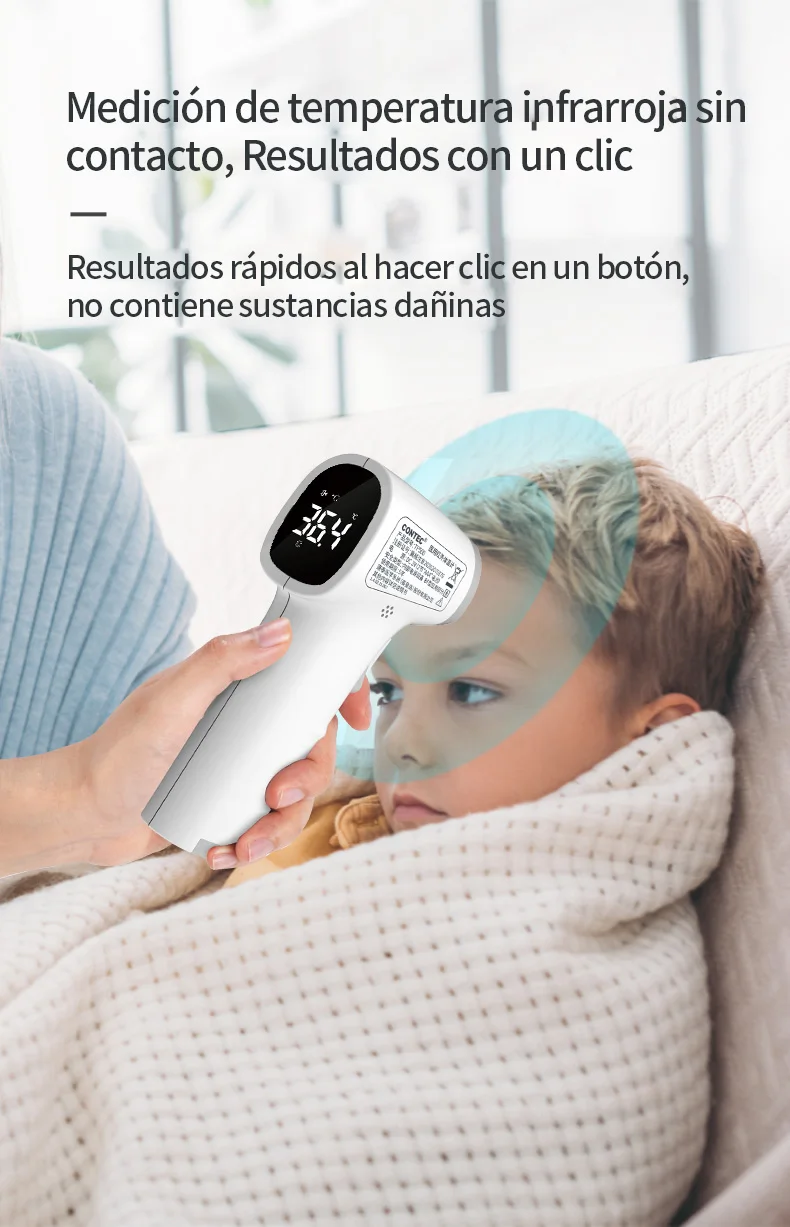 CONTEC-termómetro Digital infrarrojo para la frente, medidor de temperatura LED sin contacto, uso para adultos y niños, TP500