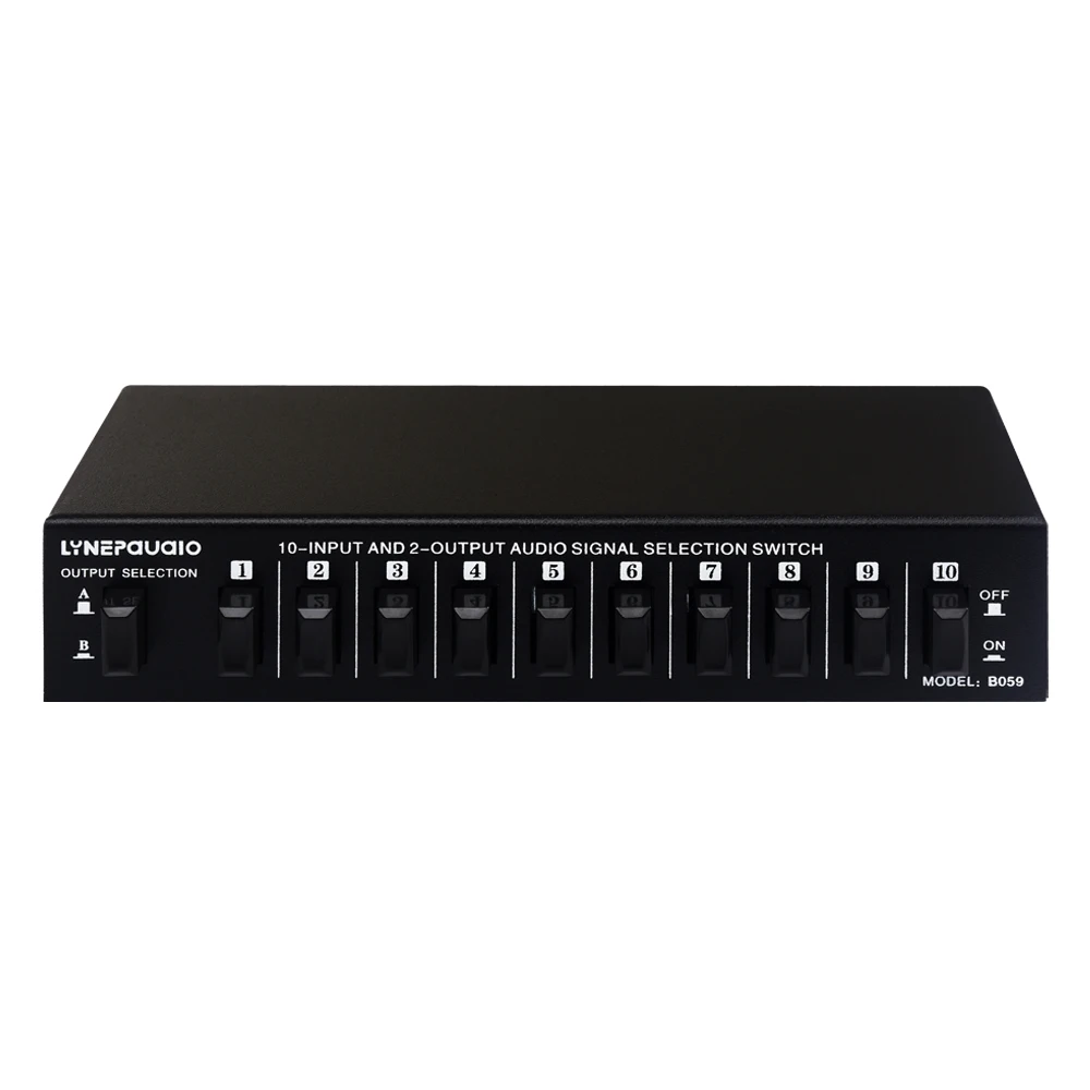 Conmutador de selección de señal de audio 10 en 2 o 2 en 10 salidas, conmutador de audio, conmutador de altavoz, interruptor bidireccional, interfaz RCA
