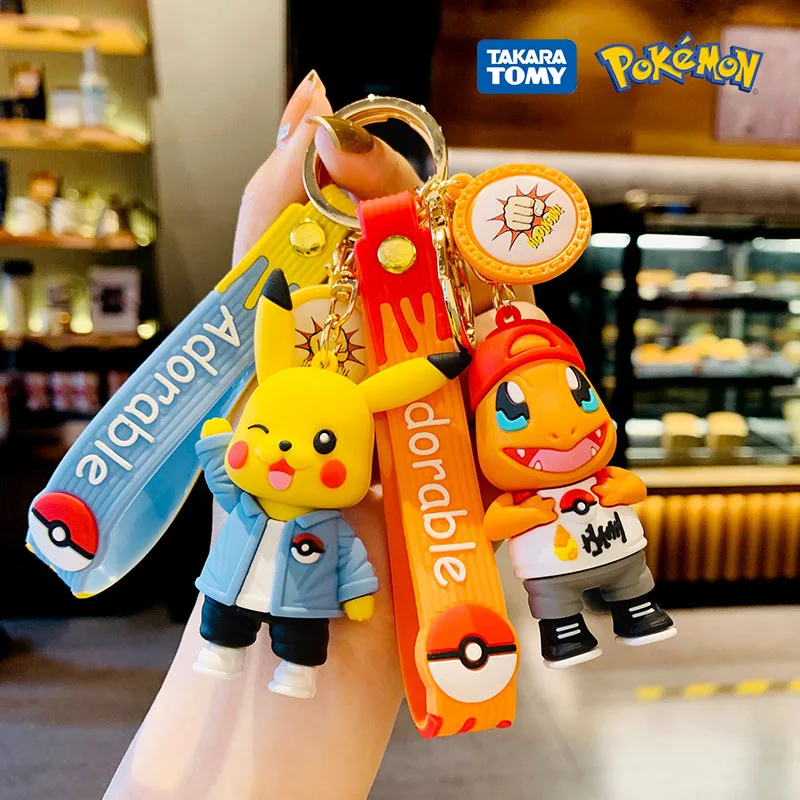 LLavero de Pokémon con figuras de Anime, llavero de dibujos animados de Pikachu, Charmander, Psyduck, bolso de moda, colgante, accesorios, juguete, regalo para niños