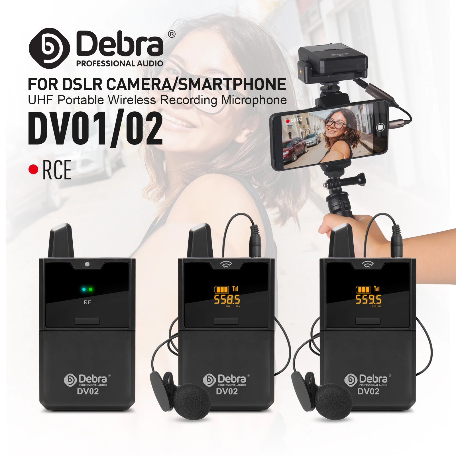 Debra DV UHF inalámbrico Lavalier/micrófono de mano con Monitor de Audio rango de 50M para teléfonos cámaras DSLR grabación en vivo entrevista