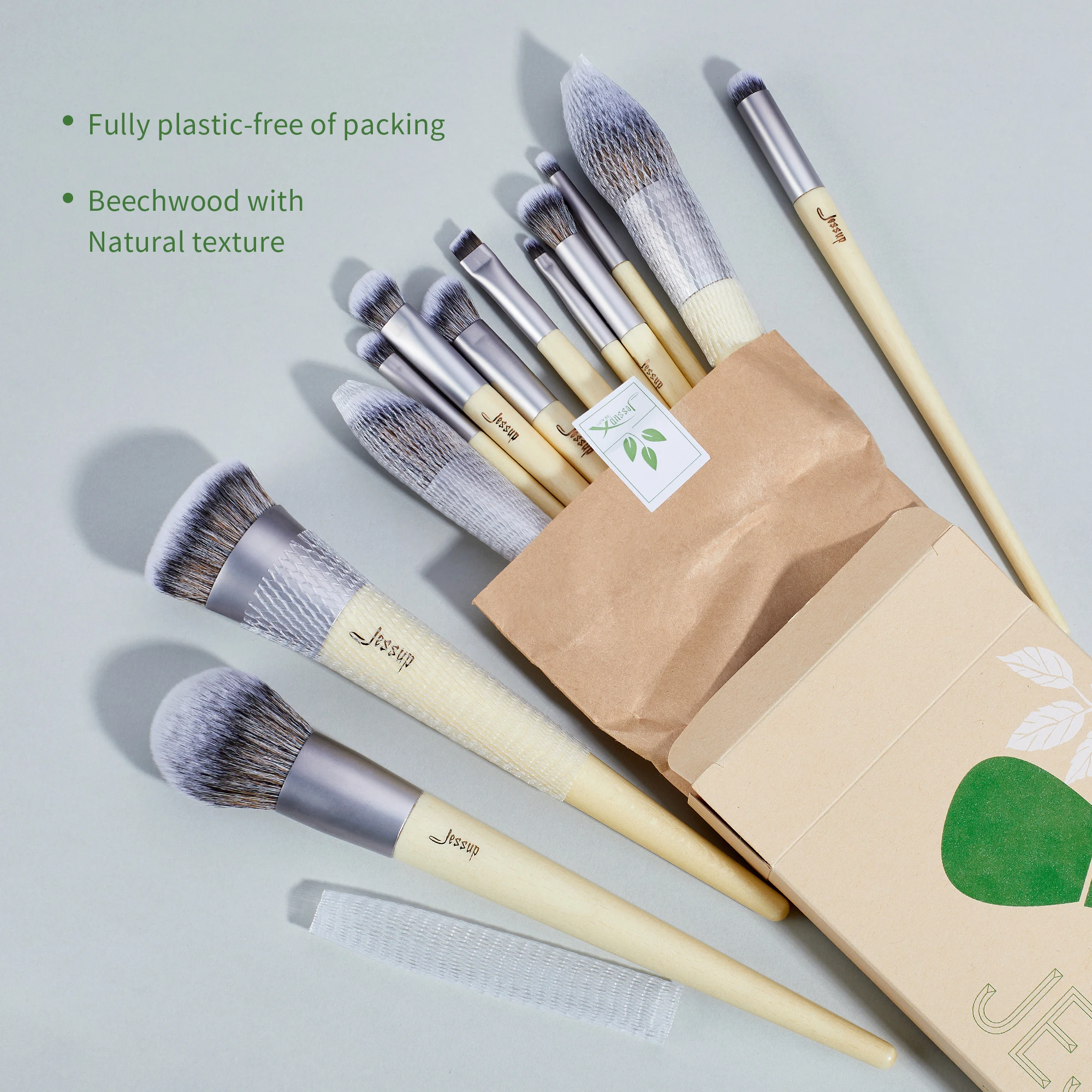 Jessup-Juego de brochas de maquillaje, base en polvo sintético Premium, corrector en ángulo, mezcla de sombra de ojos, brocha de maquillaje para cejas Duo T327