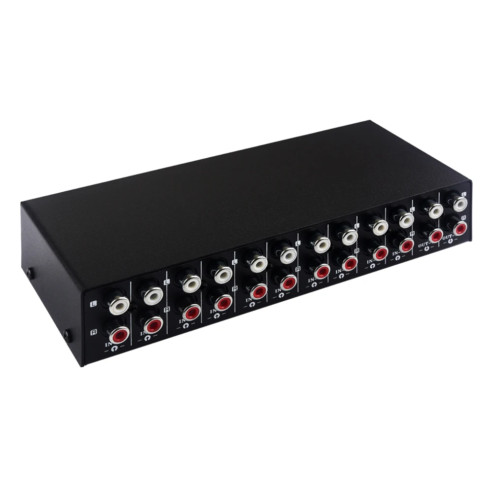 Conmutador de selección de señal de audio 10 en 2 o 2 en 10 salidas, conmutador de audio, conmutador de altavoz, interruptor bidireccional, interfaz RCA