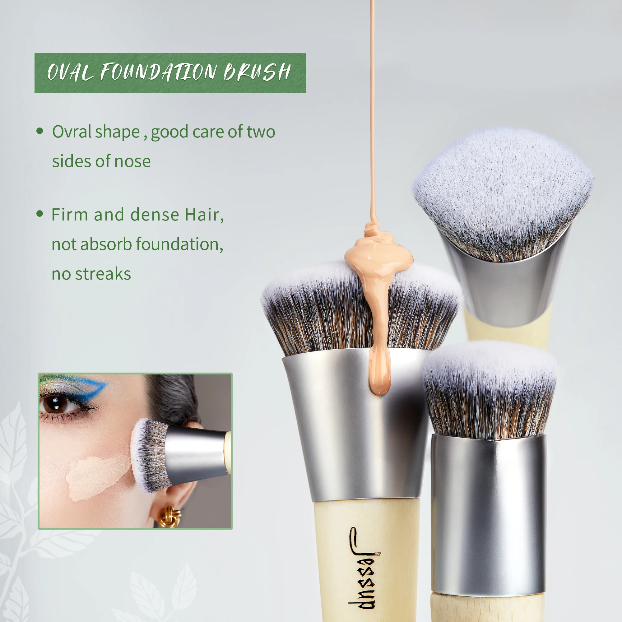 Jessup-Juego de brochas de maquillaje, base en polvo sintético Premium, corrector en ángulo, mezcla de sombra de ojos, brocha de maquillaje para cejas Duo T327