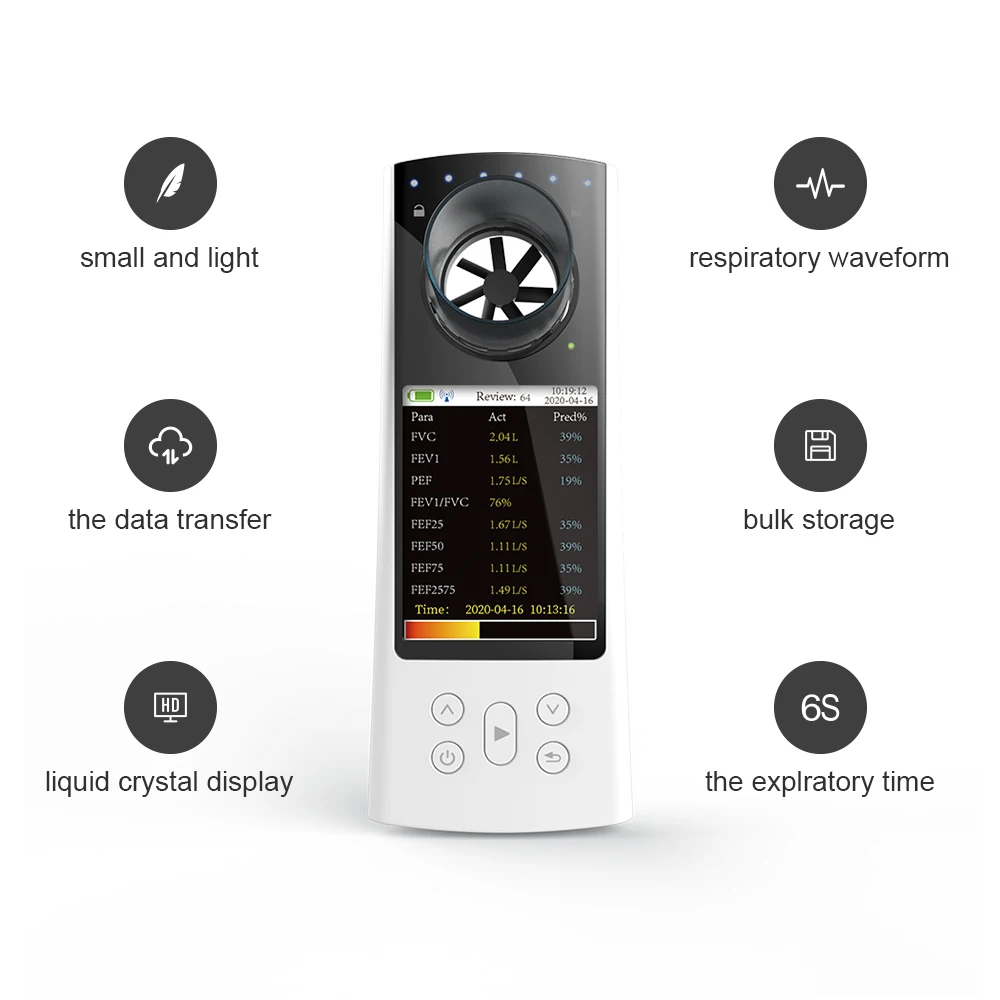 CONTEC Espirómetro Digital Bluetooth SP80B Espirometría Vitalógrafo Diagnóstico de Respiración Pulmonar + Software para PC