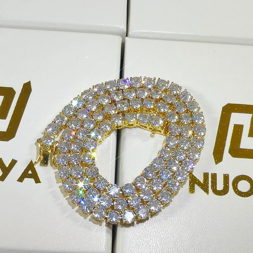 Hip-Hop 1 fila Cz collar de cadena de tenis circón cúbico helado 3Mm 4Mm 5Mm 6Mm 18/K collar de rapero Envío Directo joyería de lujo