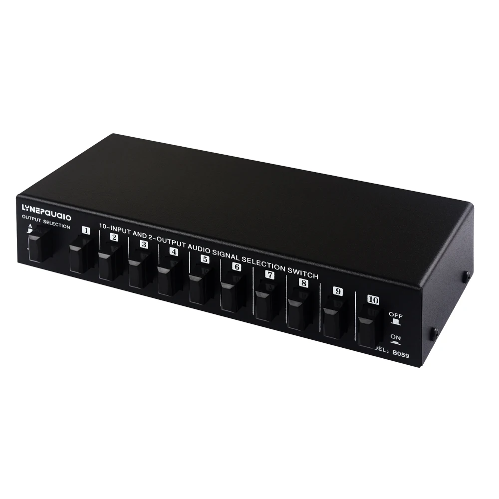 Conmutador de selección de señal de audio 10 en 2 o 2 en 10 salidas, conmutador de audio, conmutador de altavoz, interruptor bidireccional, interfaz RCA