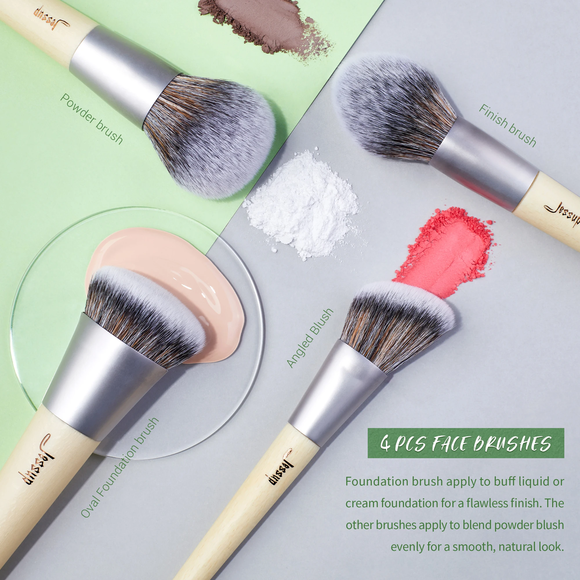 Jessup-Juego de brochas de maquillaje, base en polvo sintético Premium, corrector en ángulo, mezcla de sombra de ojos, brocha de maquillaje para cejas Duo T327