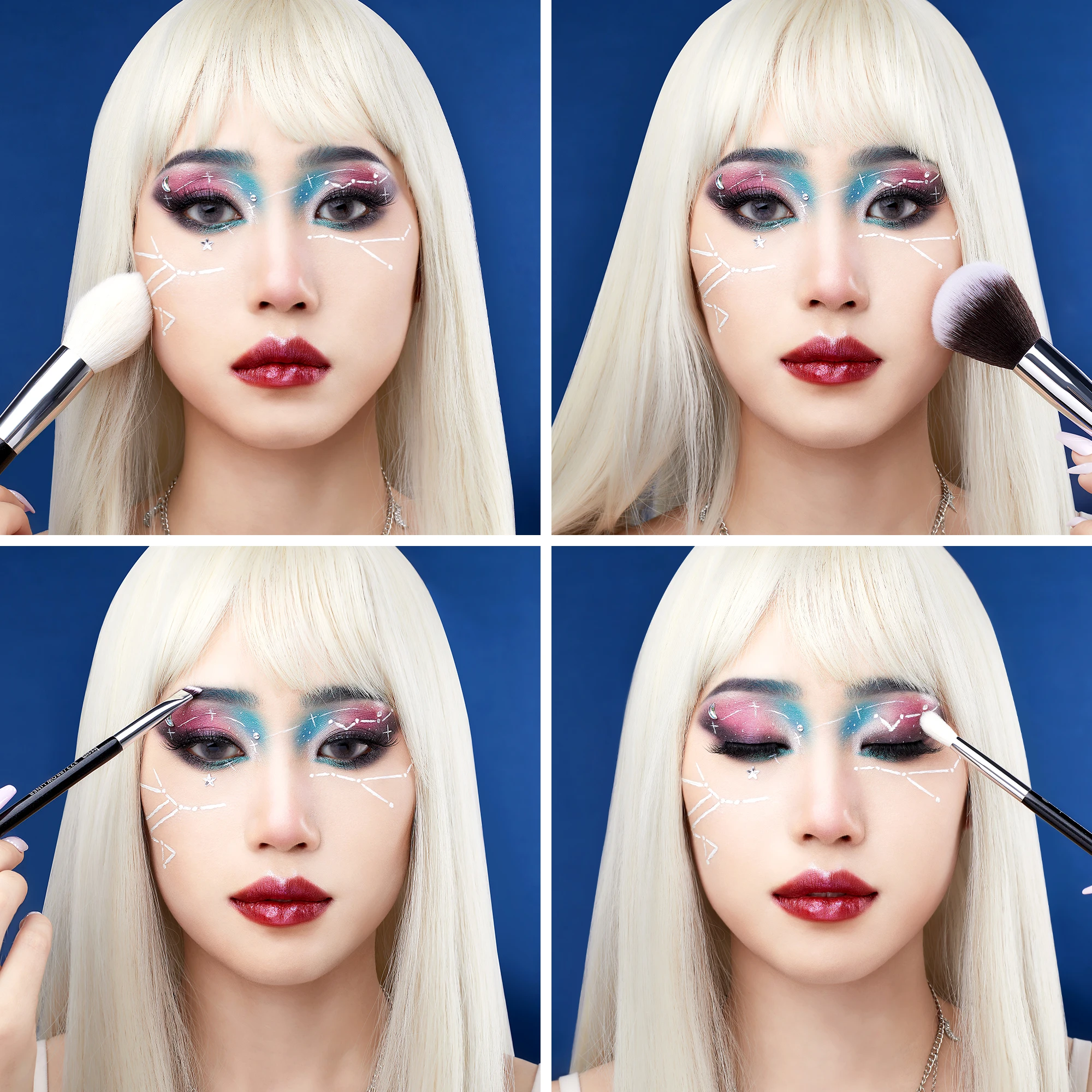 Jessup-Juego de brochas de maquillaje, base en polvo, brocha de maquillaje profesional, licuadora de contorno, sombra de ojos, colorete, 25 uds., cabra sintética T175
