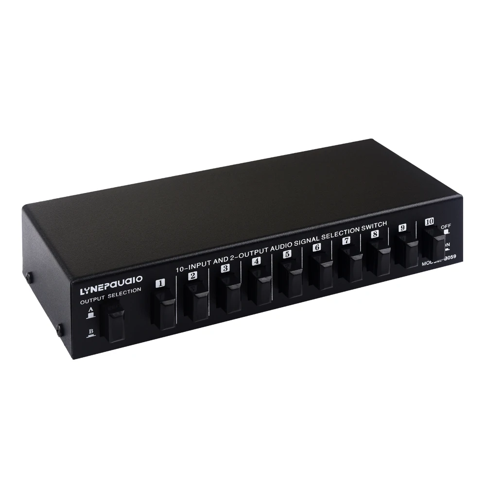 Conmutador de selección de señal de audio 10 en 2 o 2 en 10 salidas, conmutador de audio, conmutador de altavoz, interruptor bidireccional, interfaz RCA